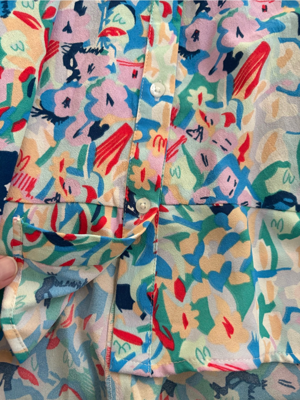 TOLANI Olivia Mini Babydoll Shirt Dress Retro Abstract Button Dopamine XL - Picture 8 of 9
